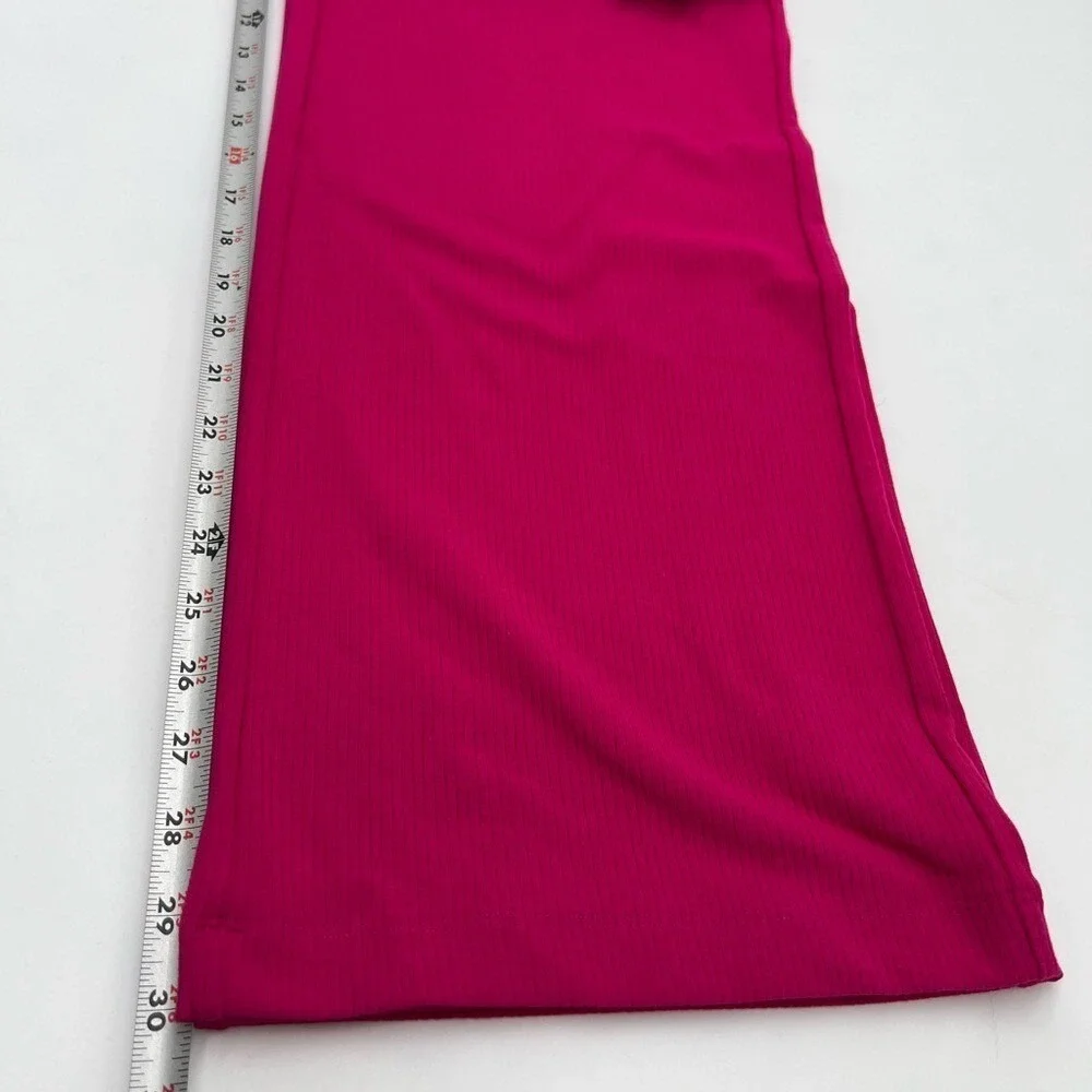 CRZ YOGA Womens Hot Pink Ribbed Wide Leg Lounge Pants High Waisted‎ Small NEW